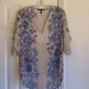 BCBG MaxAzria Sheer shirt, size xs, floral pattern